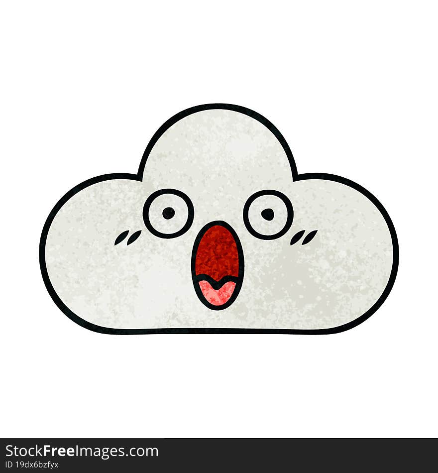 retro grunge texture cartoon of a white cloud