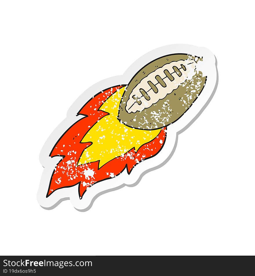 retro distressed sticker of a cartoon flying football