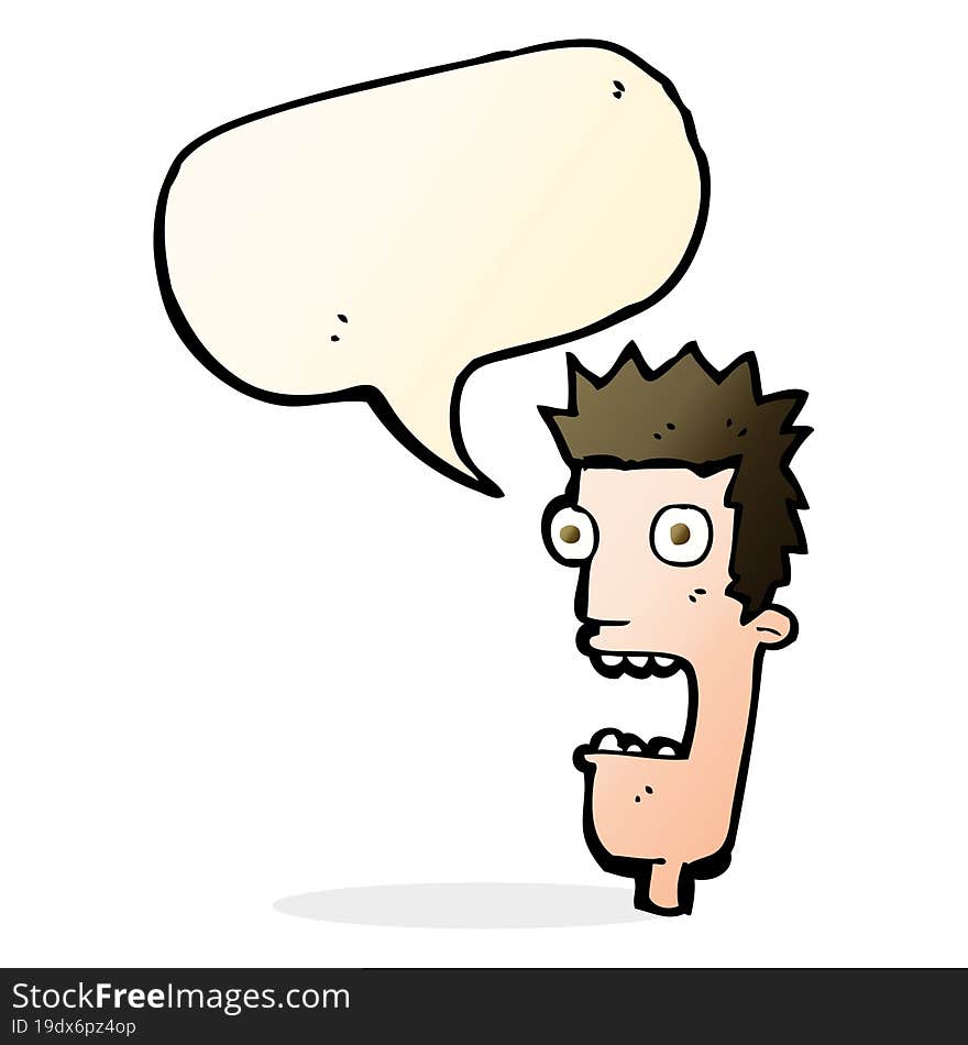 cartoon shocked man s face with speech bubble