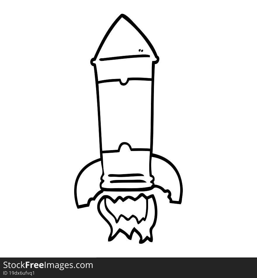 Black And White Cartoon Rocket