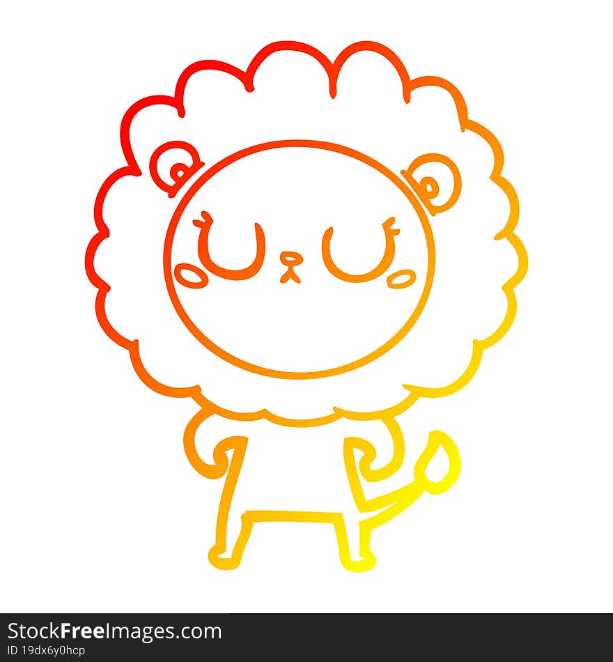 warm gradient line drawing cartoon lion