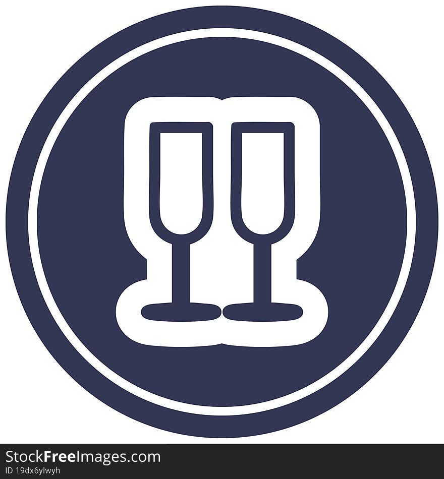 Champagne Glasses Circular Icon