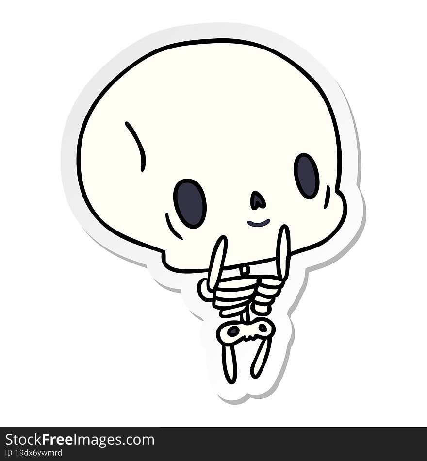 sticker cartoon kawaii cute dead skeleton