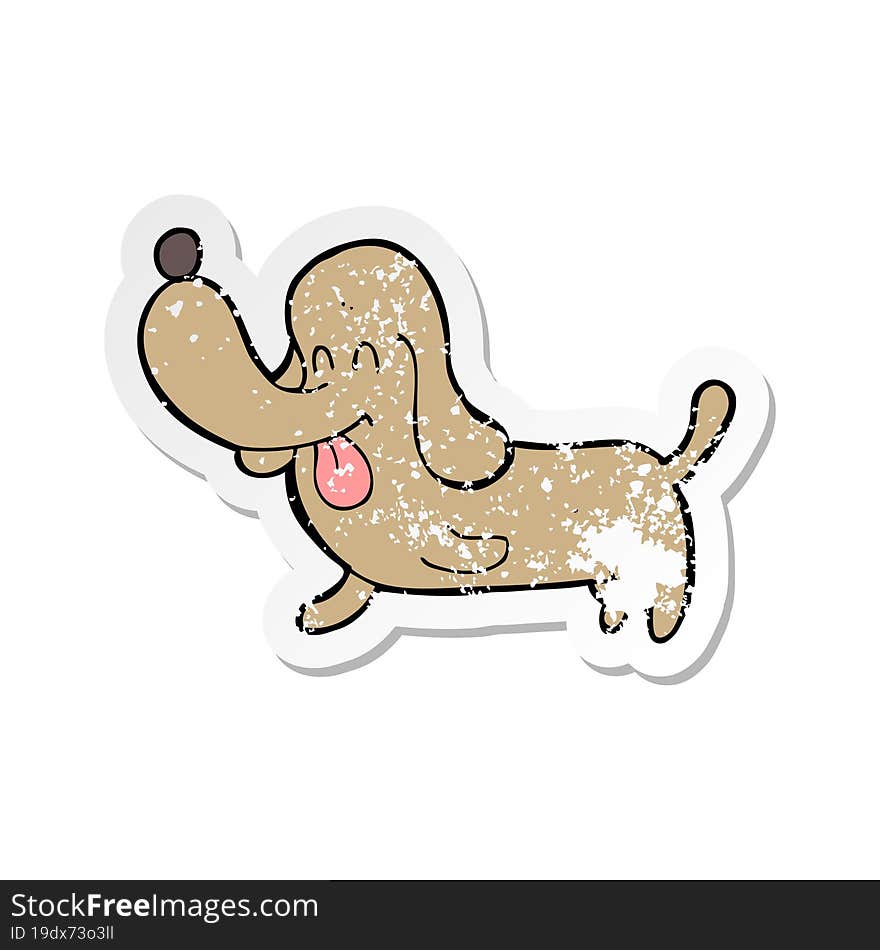 Retro Distressed Sticker Of A Cartoon Happy Dog