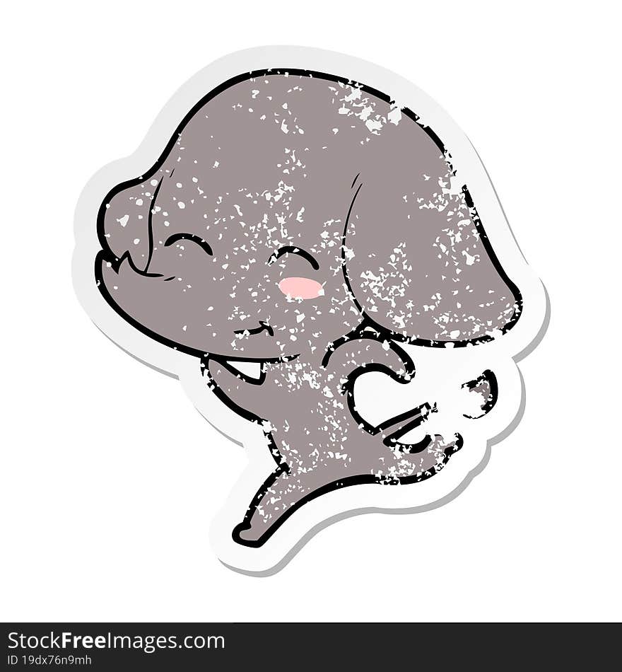 distressed sticker of a cute cartoon elephant running