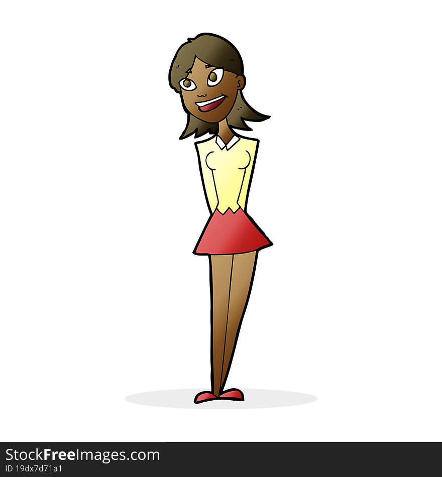 cartoon happy woman