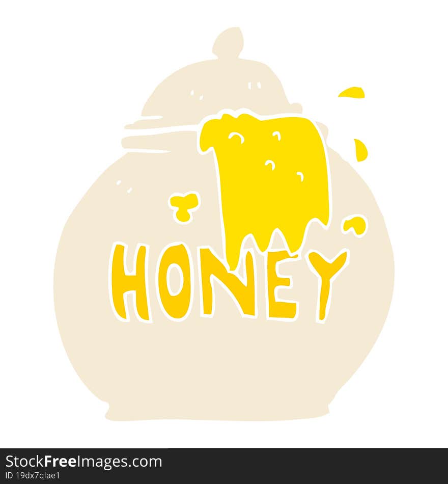 flat color illustration of a cartoon honey pot