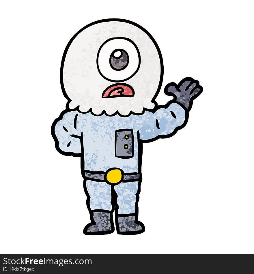 cartoon cyclops alien spaceman. cartoon cyclops alien spaceman