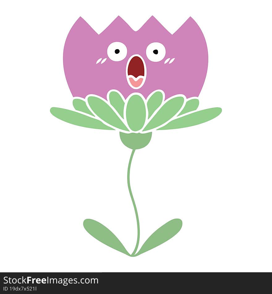 Flat Color Retro Cartoon Flower