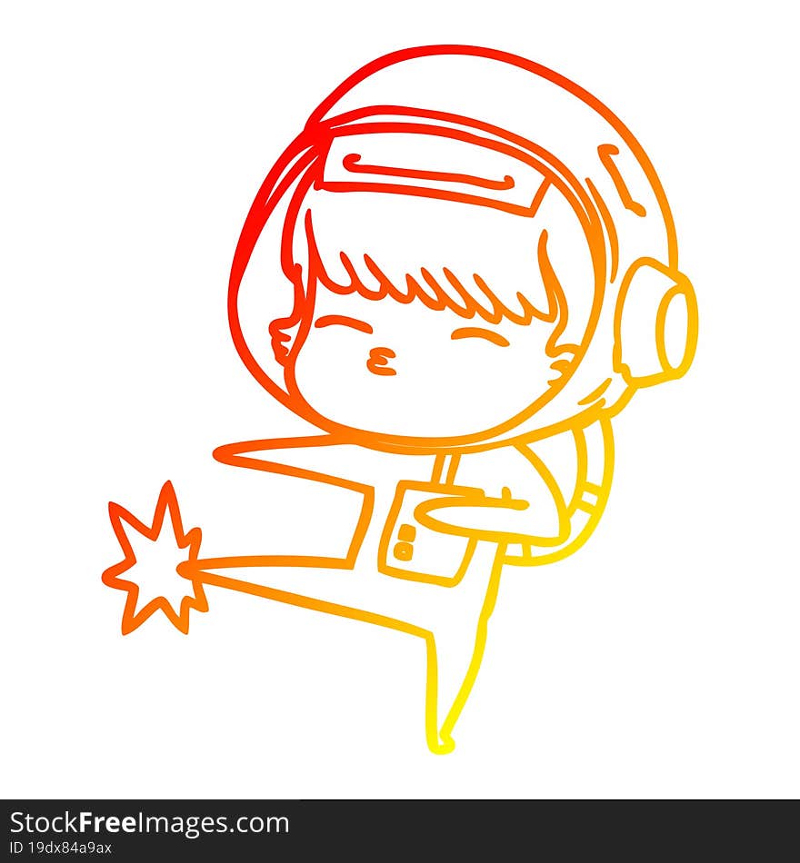 warm gradient line drawing cartoon curious astronaut