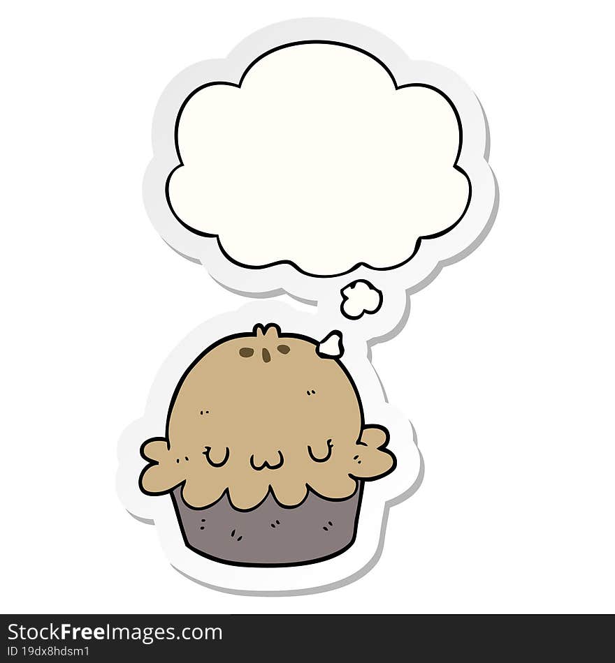 cute cartoon pie and thought bubble as a printed sticker