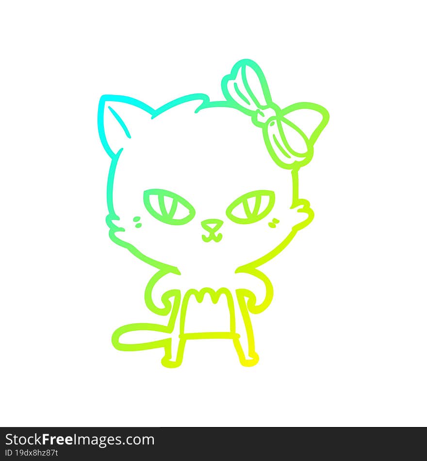 Cold Gradient Line Drawing Cute Cartoon Cat