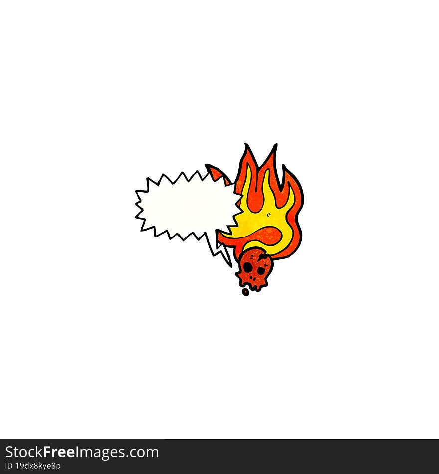 cartoon flaming skull