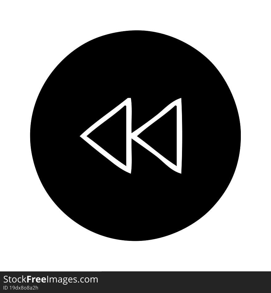 flat symbol of a rewind button. flat symbol of a rewind button