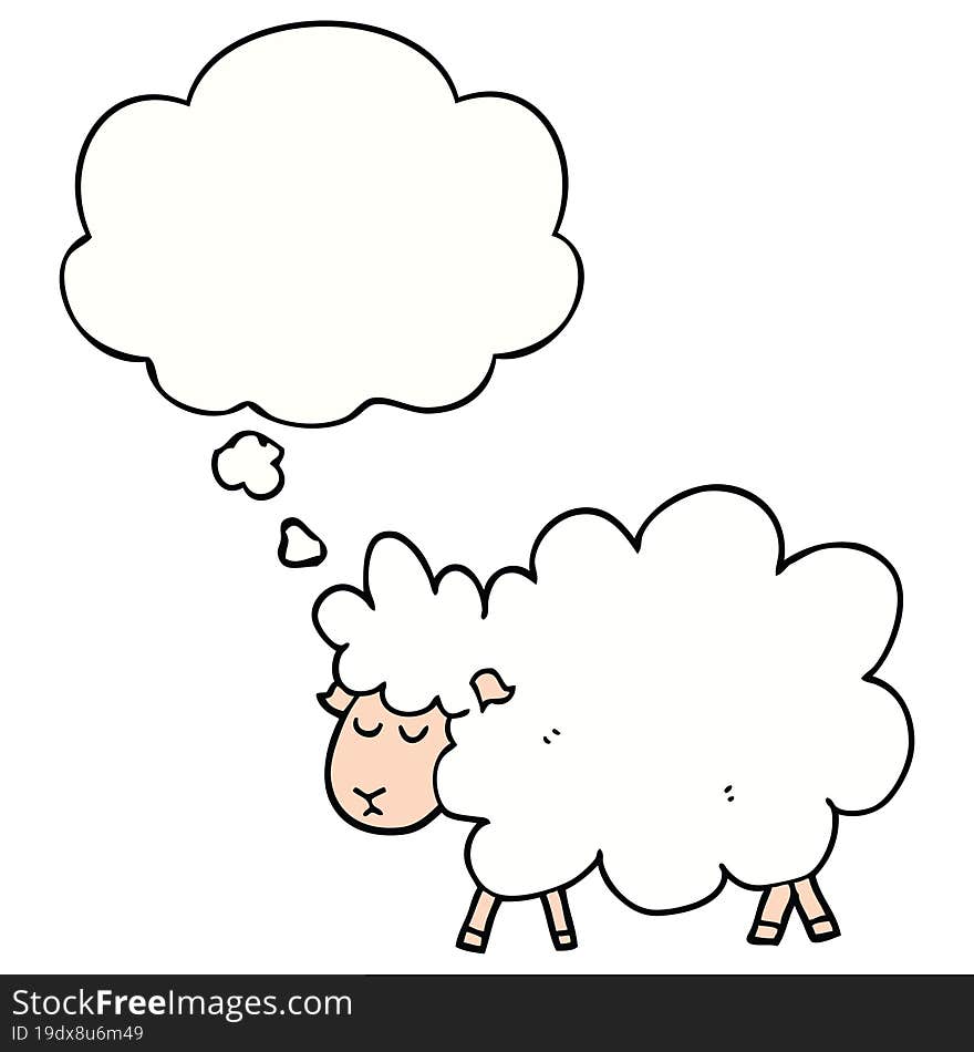 cartoon sheep and thought bubble