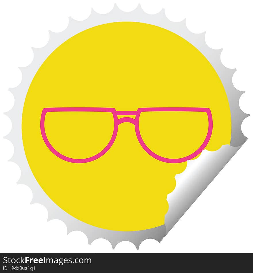 spectacles graphic vector illustration circular peeling sticker. spectacles graphic vector illustration circular peeling sticker