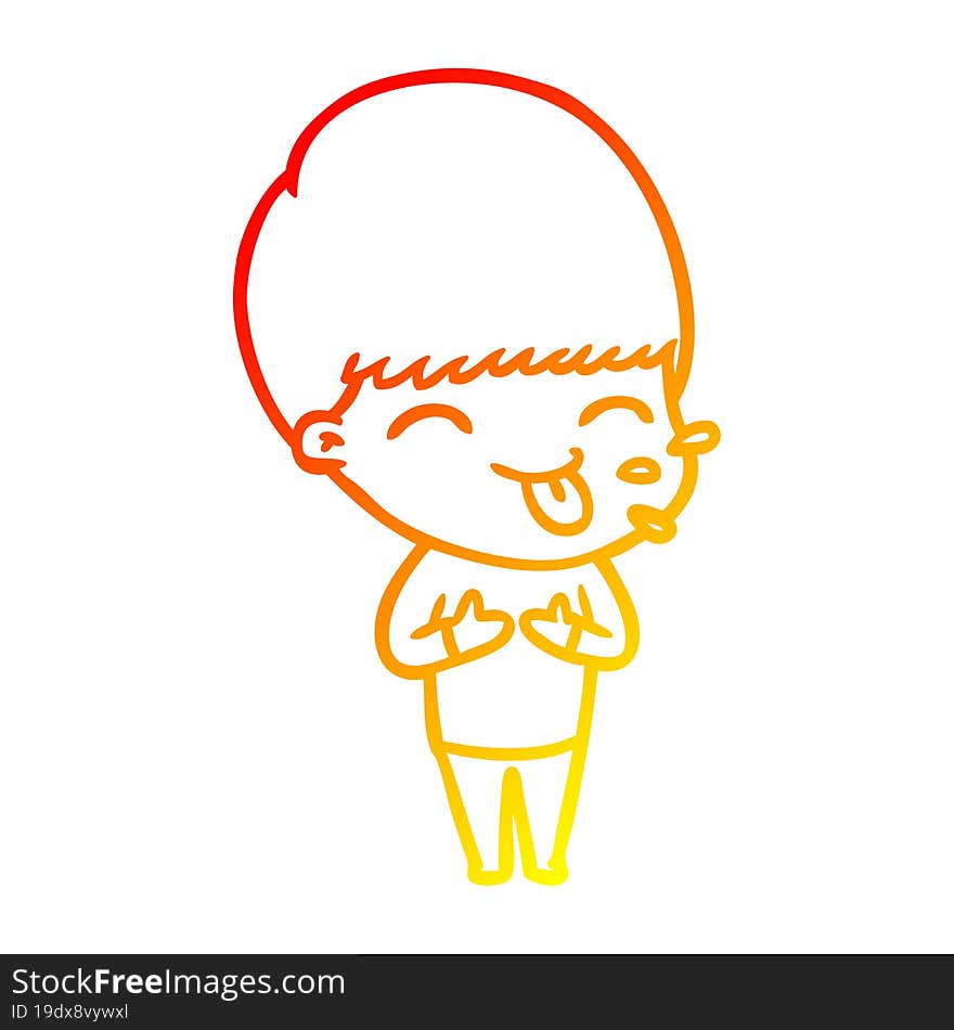 Warm Gradient Line Drawing Funny Cartoon Boy