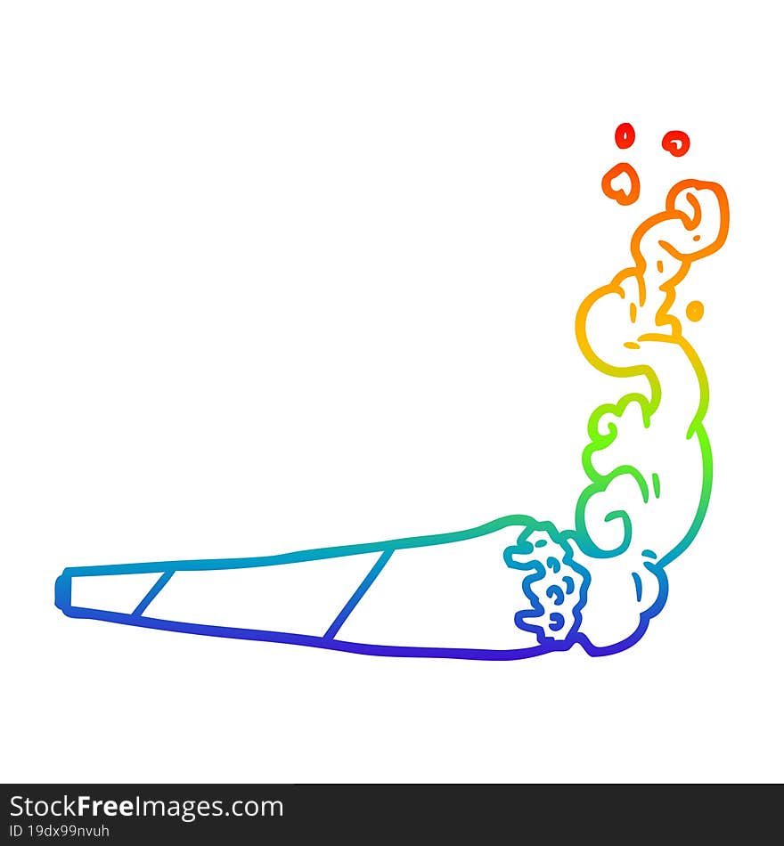 rainbow gradient line drawing marijuana joint