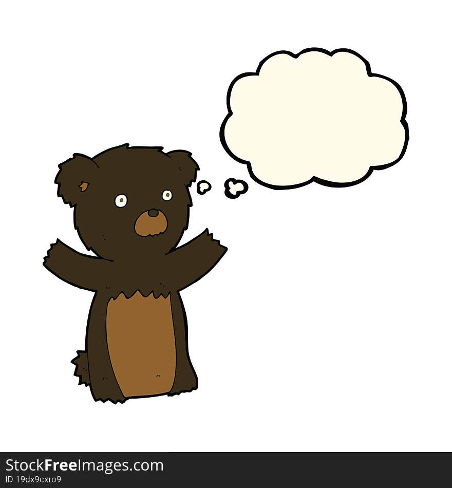 cartoon black bear cub with thought bubble