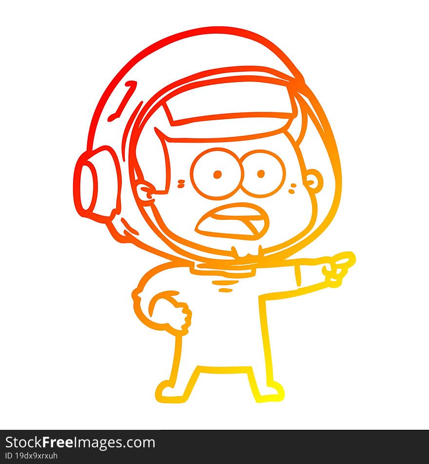 warm gradient line drawing cartoon surprised astronaut