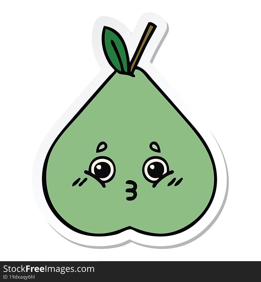 sticker of a cute cartoon green pear