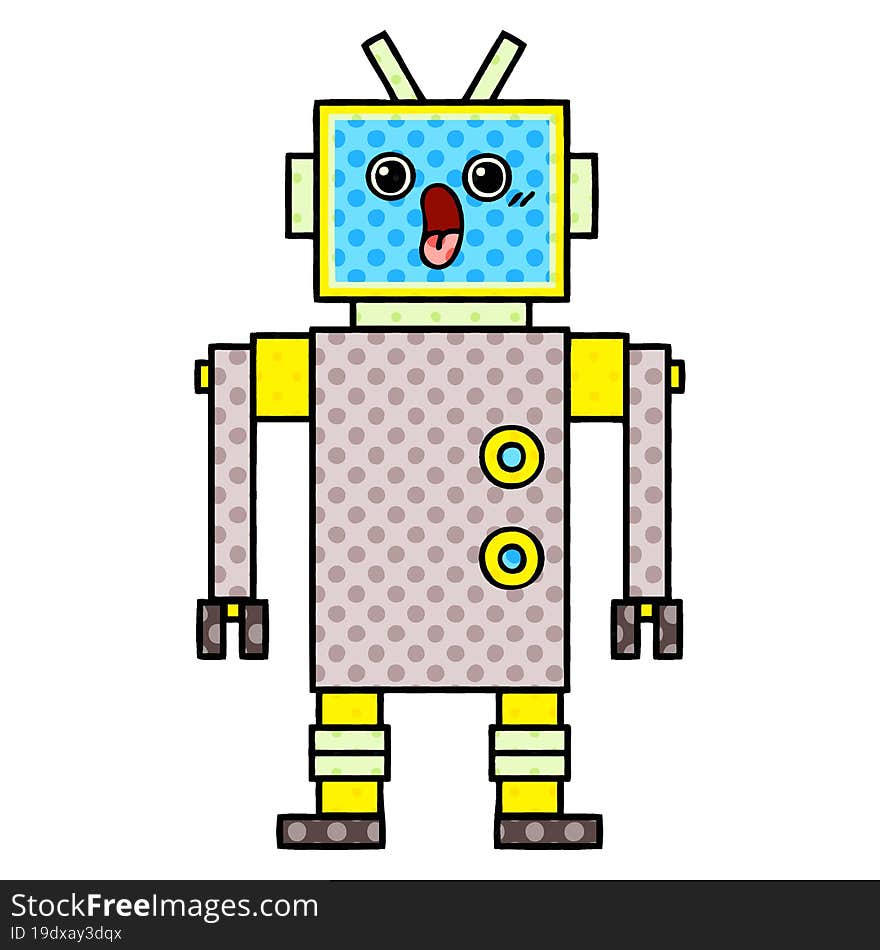 Comic Book Style Cartoon Robot