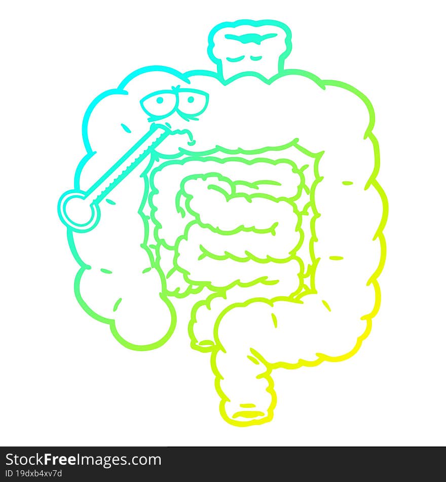 cold gradient line drawing cartoon unhealthy intestines