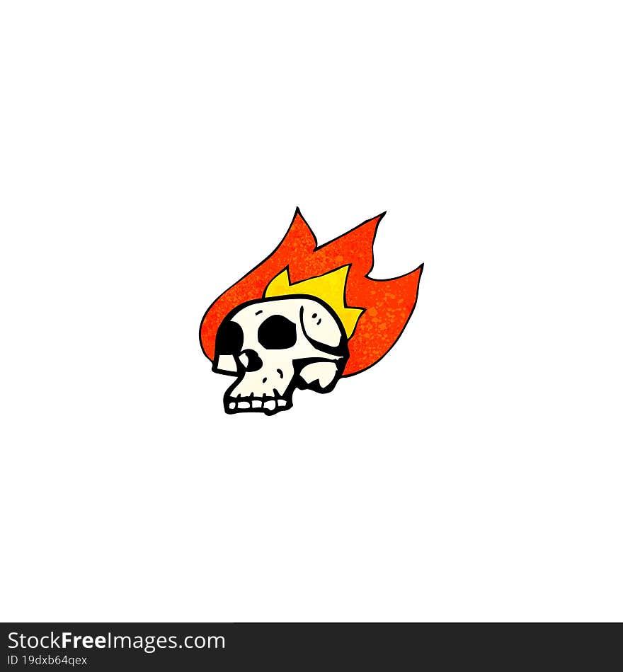 cartoon flaming skull