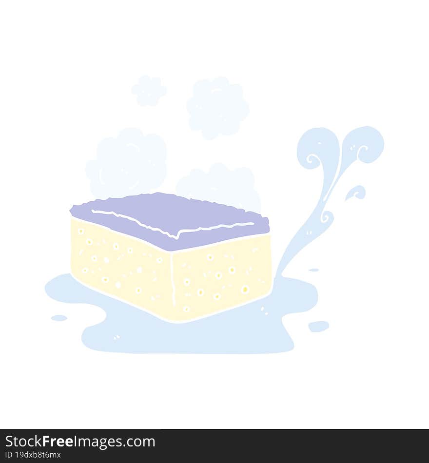 flat color illustration of a cartoon sponge