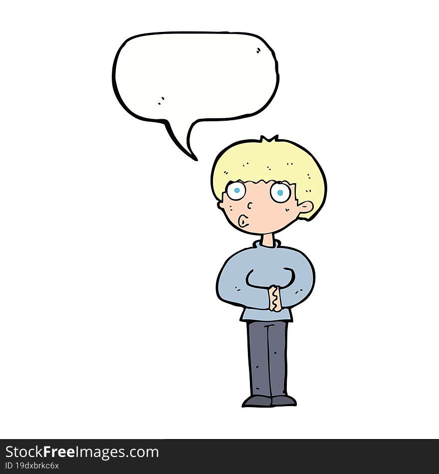 cartoon curious man with speech bubble