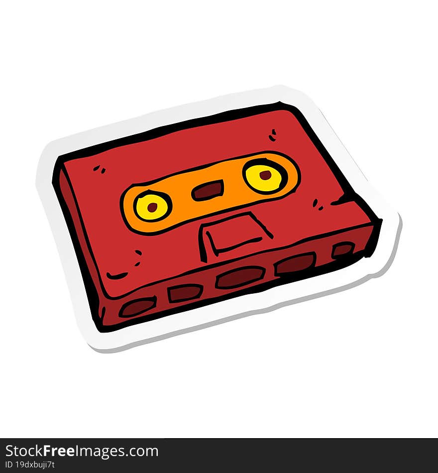 sticker of a cartoon cassette tape