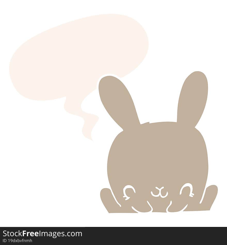 cartoon rabbit with speech bubble in retro style