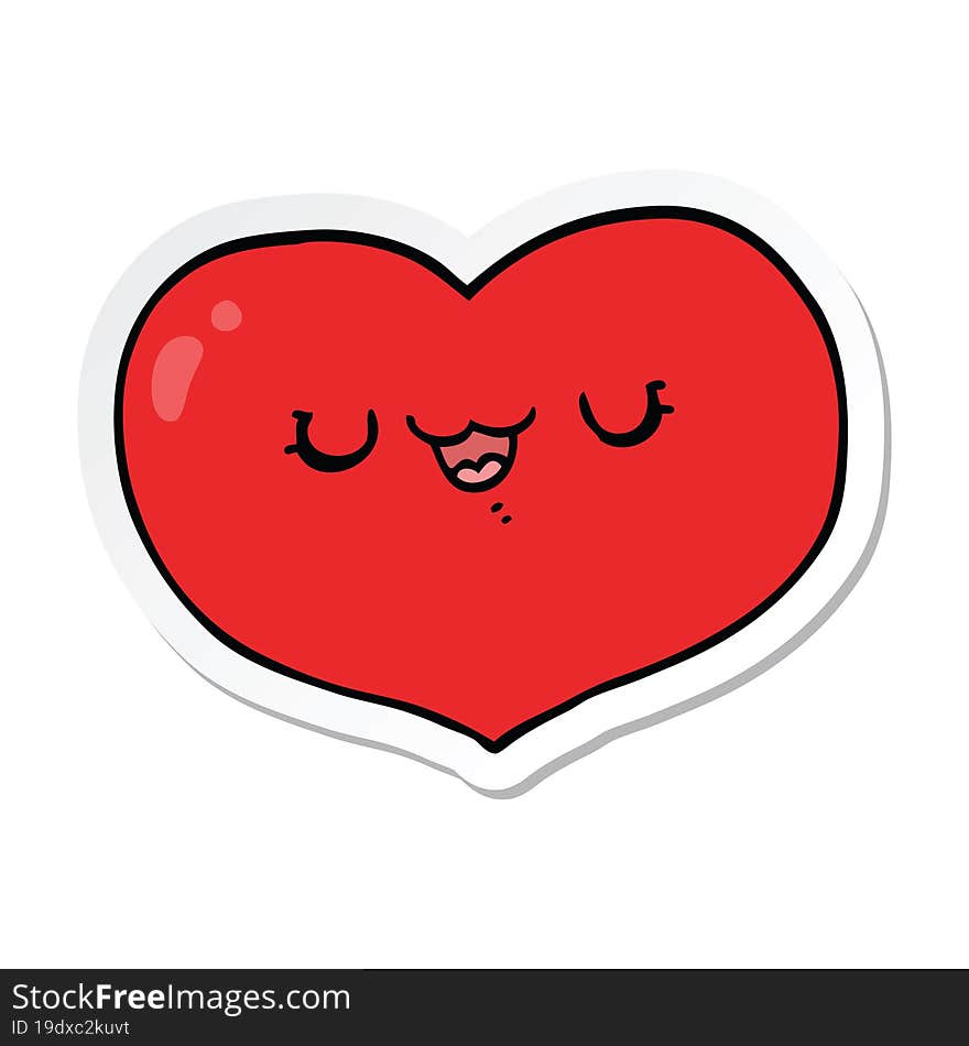 sticker of a cartoon love heart