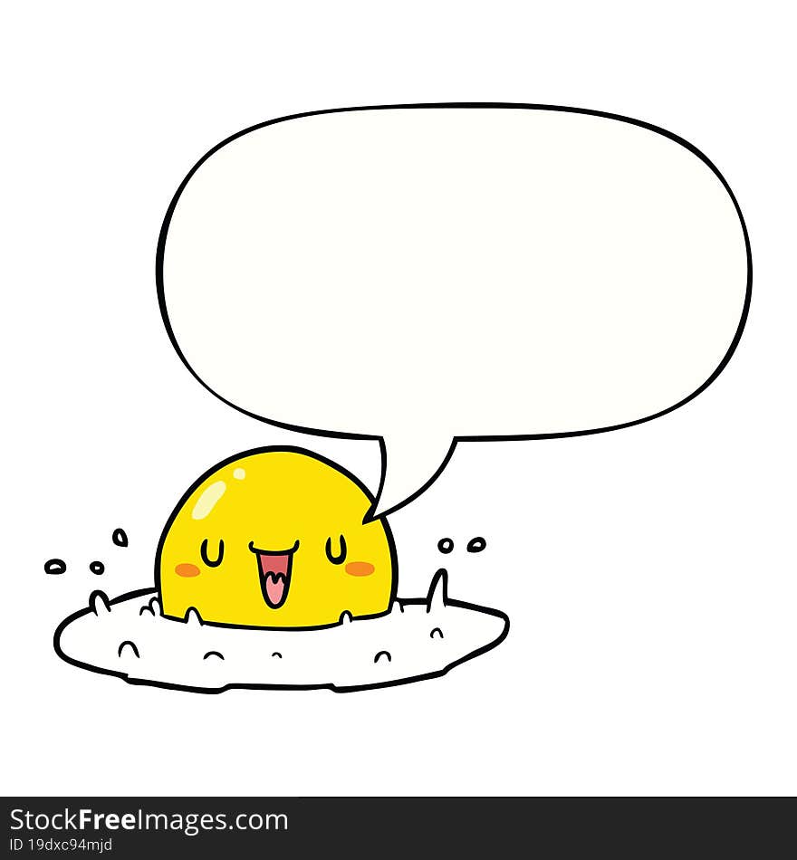 cartoon happy egg with speech bubble. cartoon happy egg with speech bubble