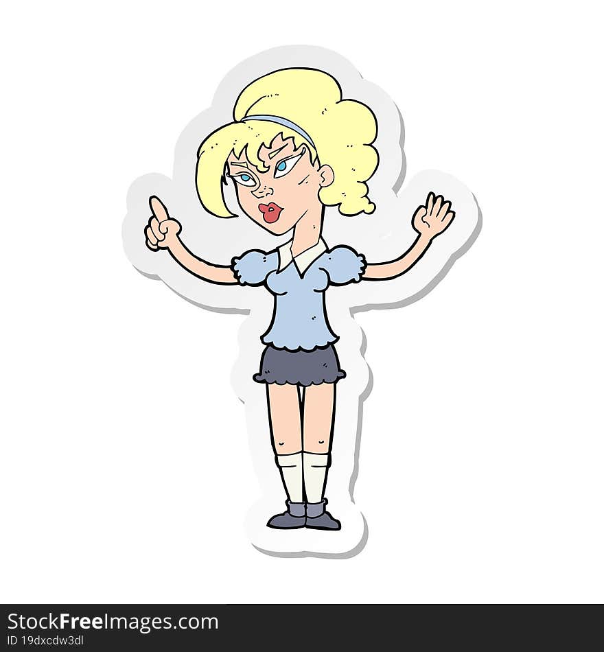 sticker of a cartoon woman with idea