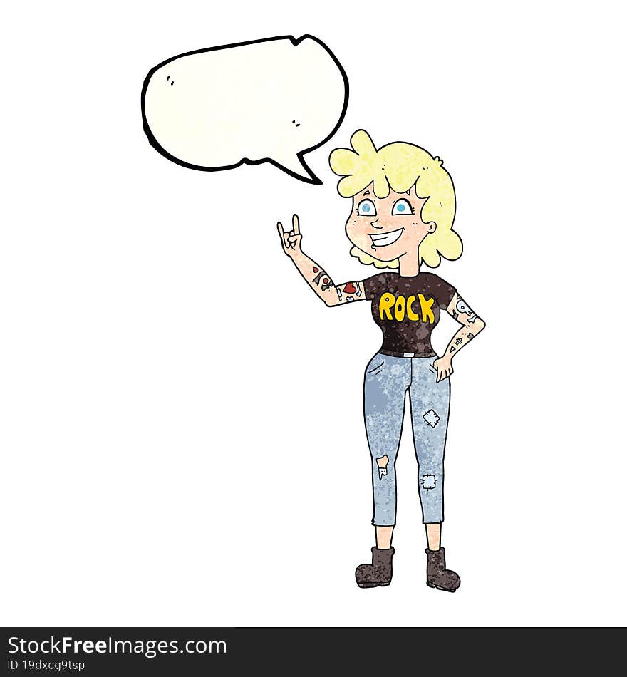 speech bubble textured cartoon rock girl