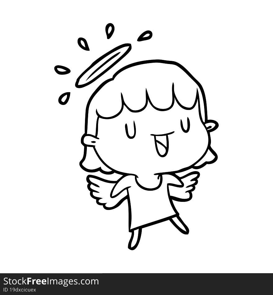 cute line drawing of a angel. cute line drawing of a angel