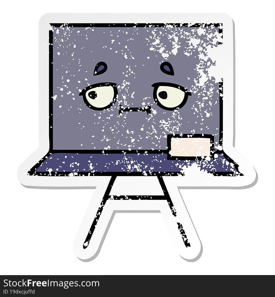 Distressed Sticker Of A Cute Cartoon Chalkboard