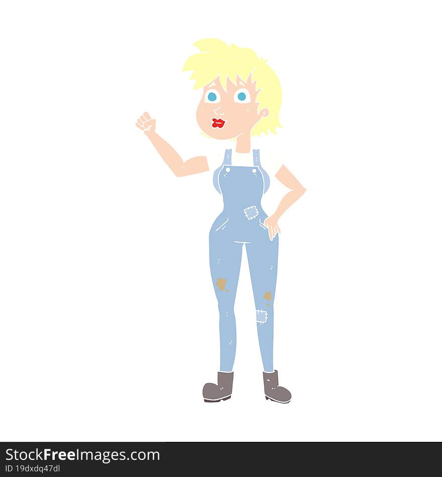 Flat Color Illustration Of A Cartoon Confident Farmer Woman