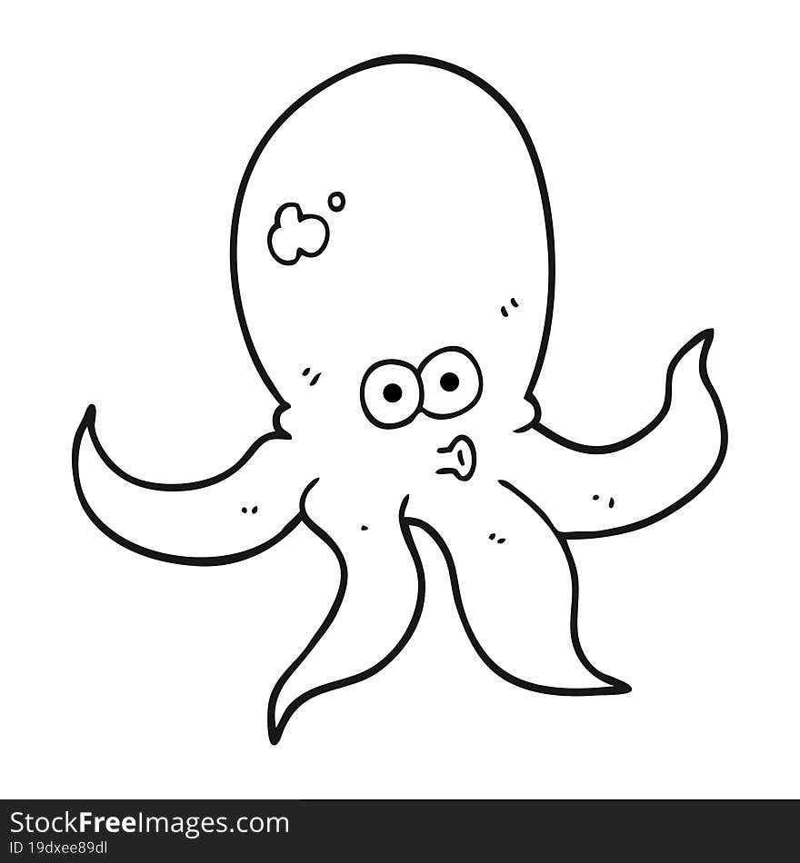 black and white cartoon octopus