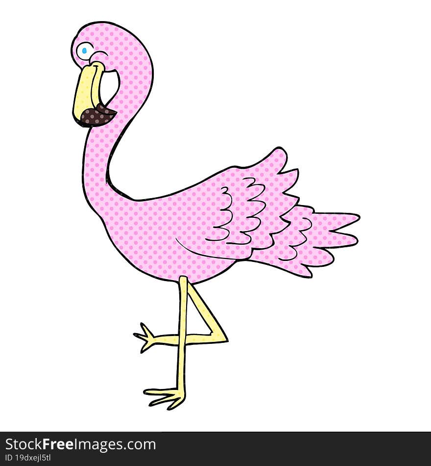 freehand drawn cartoon flamingo