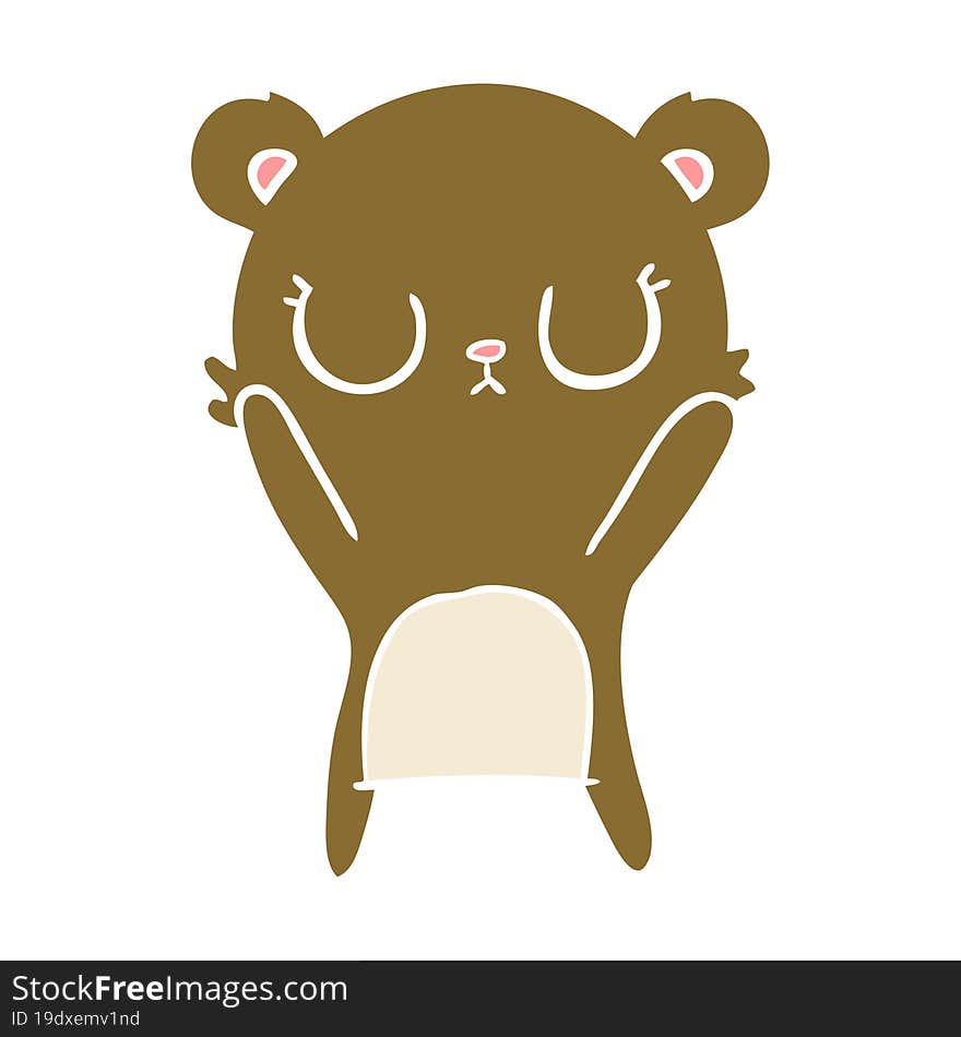 peaceful flat color style cartoon bear cub