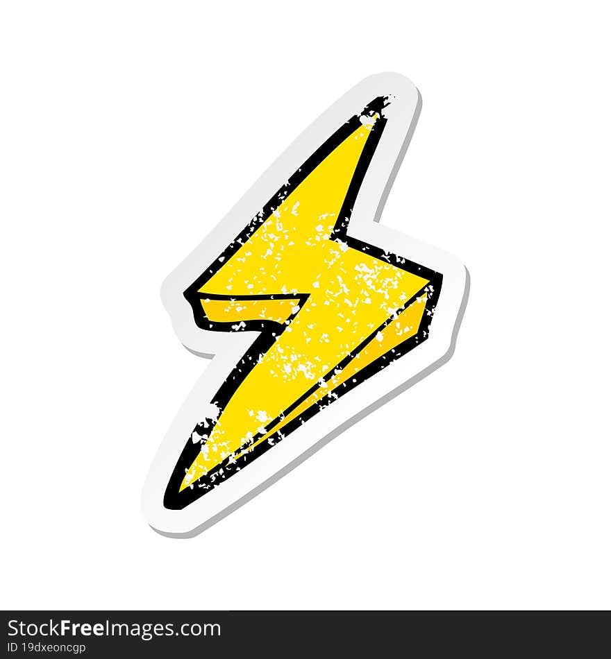 Retro Distressed Sticker Of A Cartoon Lightning Bolt Symbol