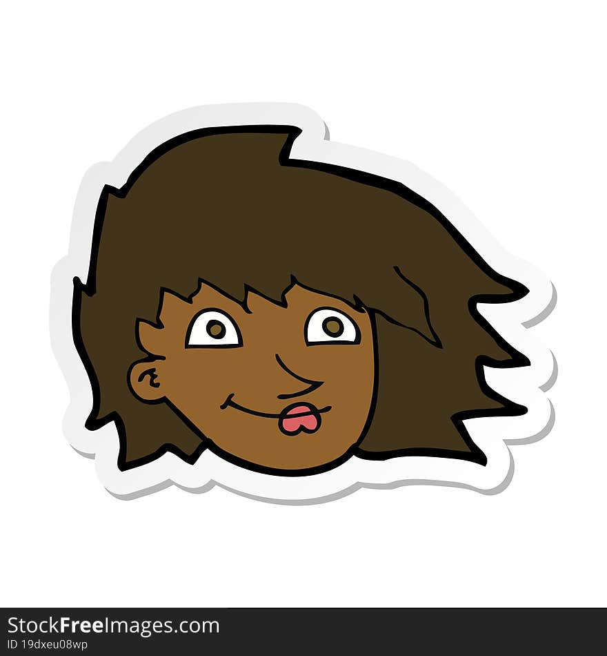 Sticker Of A Cartoon Female Face