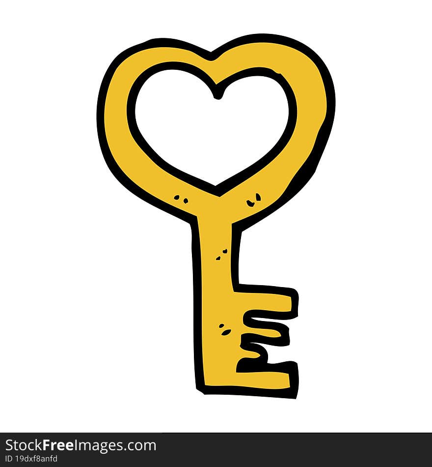 cartoon heart shaped key