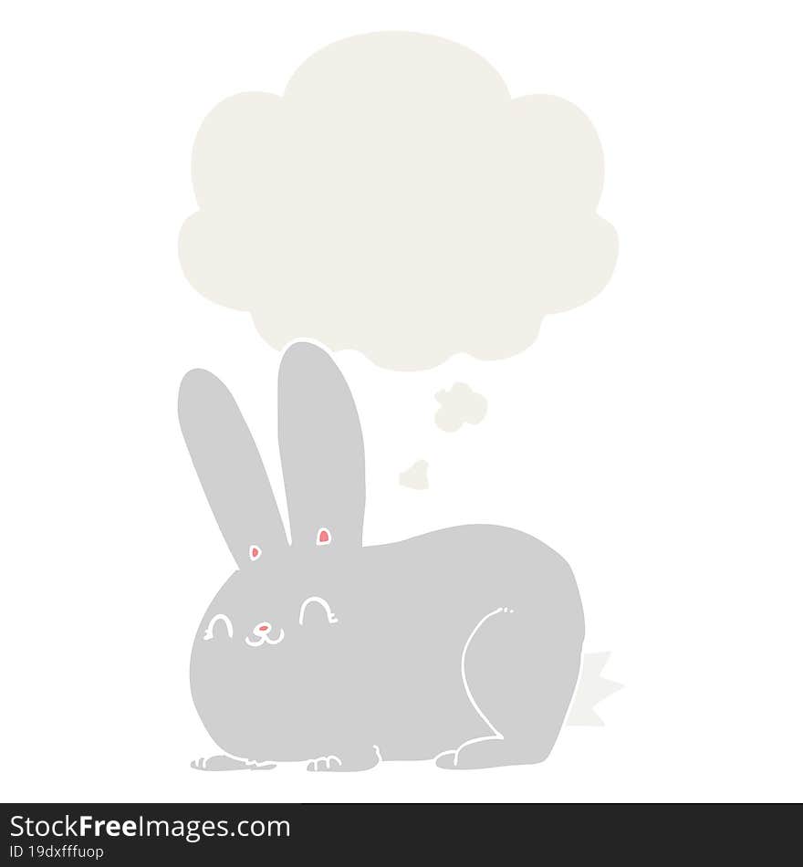 Cartoon Rabbit And Thought Bubble In Retro Style