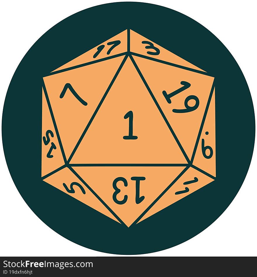 Natural 1 D20 Dice Roll Icon