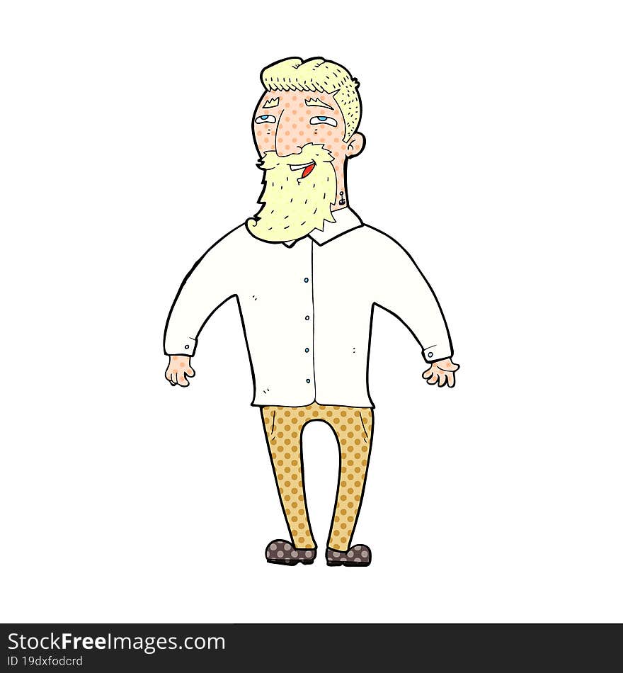 cartoon happy man with beard