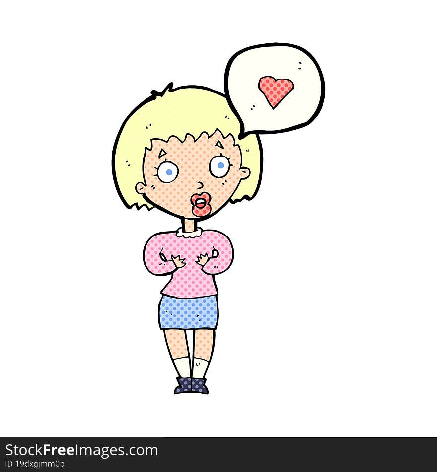 Cartoon Surprised Woman In Love