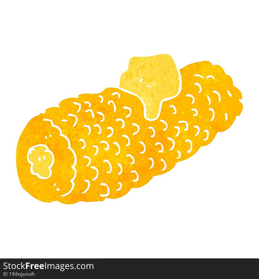 retro cartoon corn on cob with butter